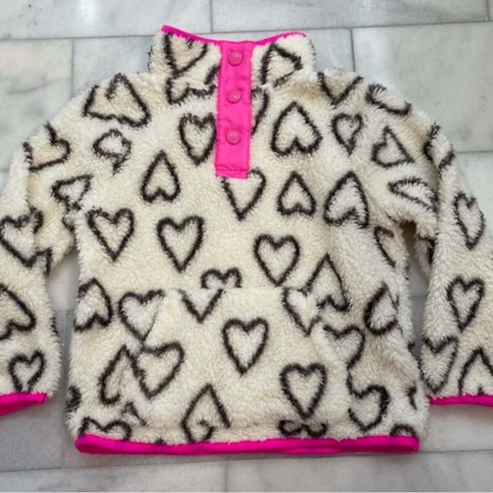 Cat & Jack Cream Heart Pattern Fleece Hoodie